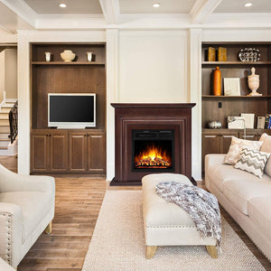 R.W.FLAME 36'' Electric Fireplace with Mantel Package,750-1500W, Brown R.W.FLAME