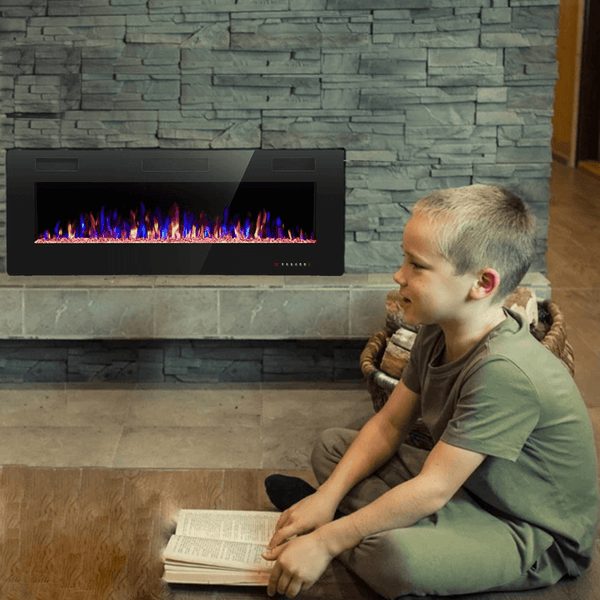 R.W.FLAME 60'' Recessed Electric Fireplace Heater, 750W-1500W