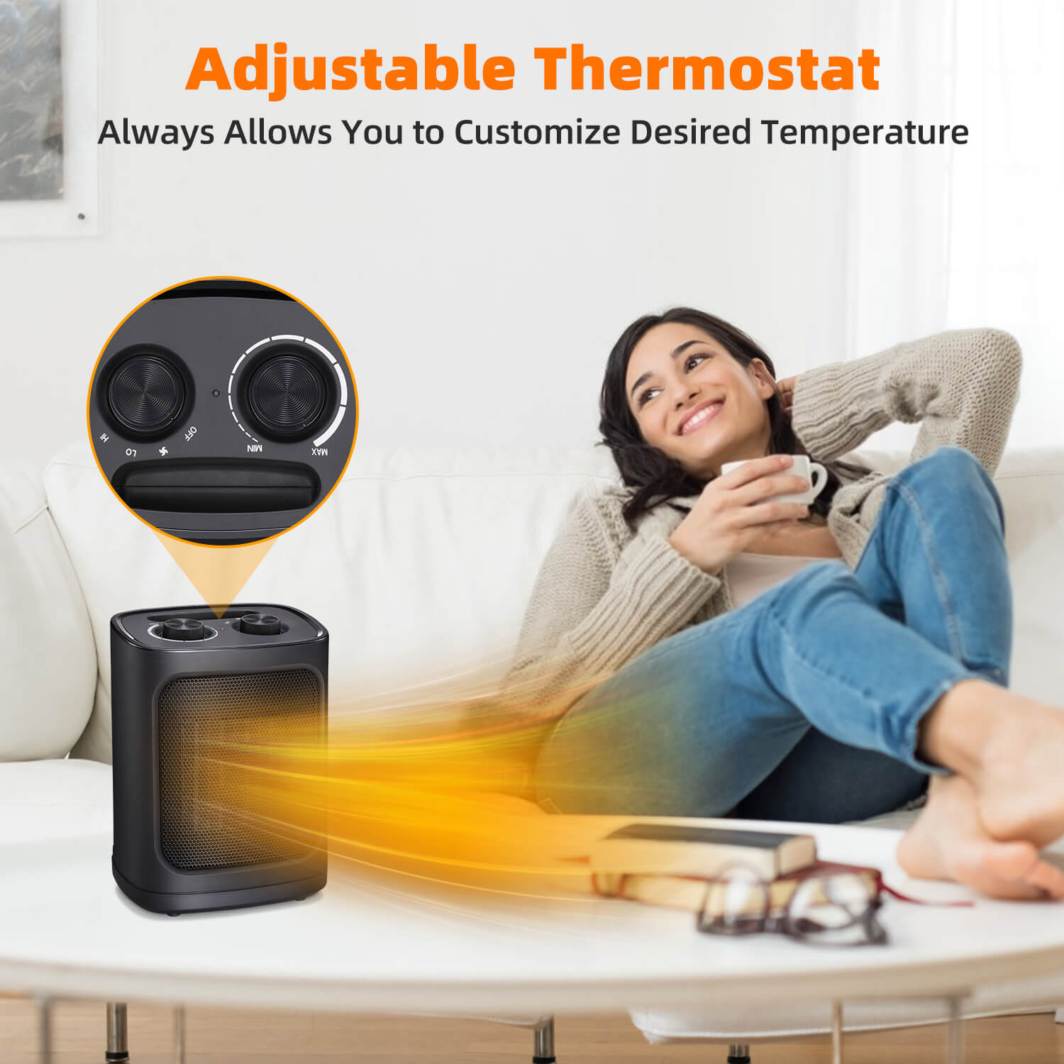 Small portable heater with thermostat discount